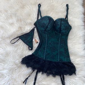 NWT Baci Emerald & Black Corset Set